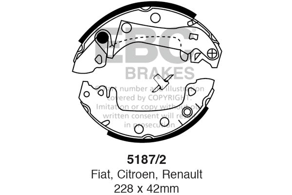 EBC Replacement Brake Shoe Set (5187/2)