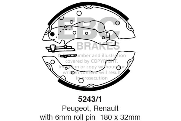 EBC Replacement Brake Shoe Set (5243/1)