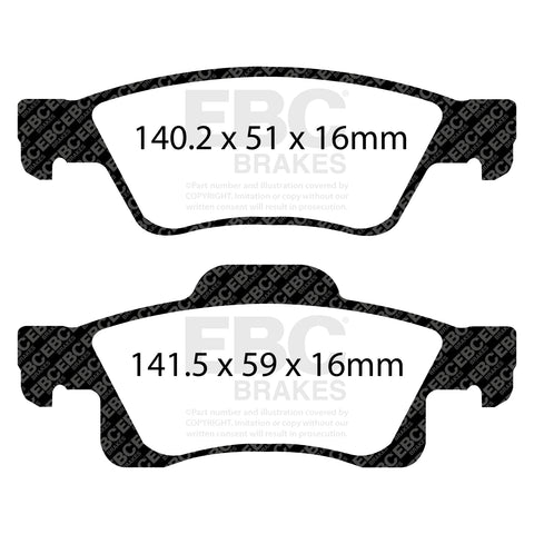 EBC Yellowstuff 4000 Series Street and Track Brake Pad Set (DP41872R)