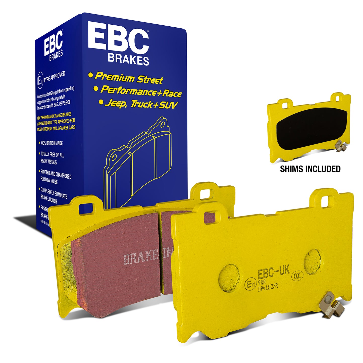 EBC Yellowstuff 4000 Series Street and Track Brake Pad Set (DP41823R)