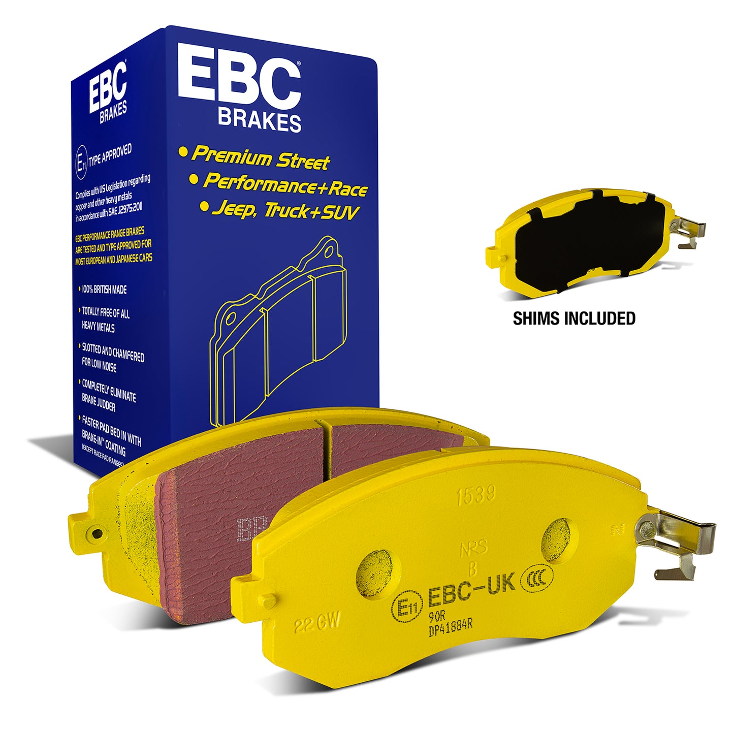 EBC Yellowstuff 4000 Series Street and Track Brake Pad Set (DP41884R)