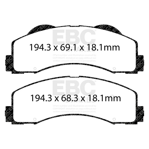 EBC Yellowstuff 4000 Series Street and Track Brake Pad Set (DP43034R)