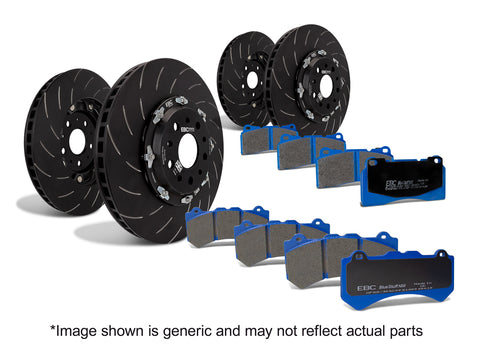 EBC Bluestuff Pad and 2-pc Floating Disc Kit FULL VEHICLE 2pc disc kit for both axles (P2DK028B)