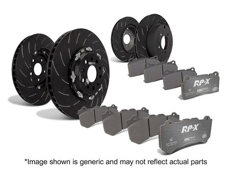 EBC Racing RP-X Race Pad and 2-pc Floating Disc Kit FULL VEHICLE 2pc disc kit & swept groove rear (P2DK031RPX)